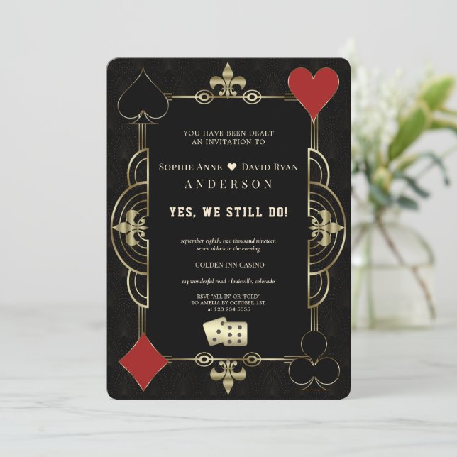 Invitation Renouvellement de vœux de poker Casino Royale Art  (Debout devant)