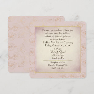 Invitation Renouvellement de vœux Feuille de feuille d'or