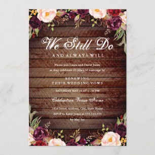 Invitation Renouvellement de Vœux Floral Bourguignon Rustique