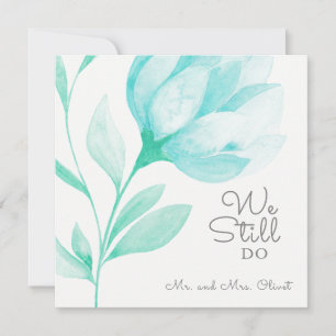 Invitation Renouvellement de Voeux Pivoines Turquoise 25 ans