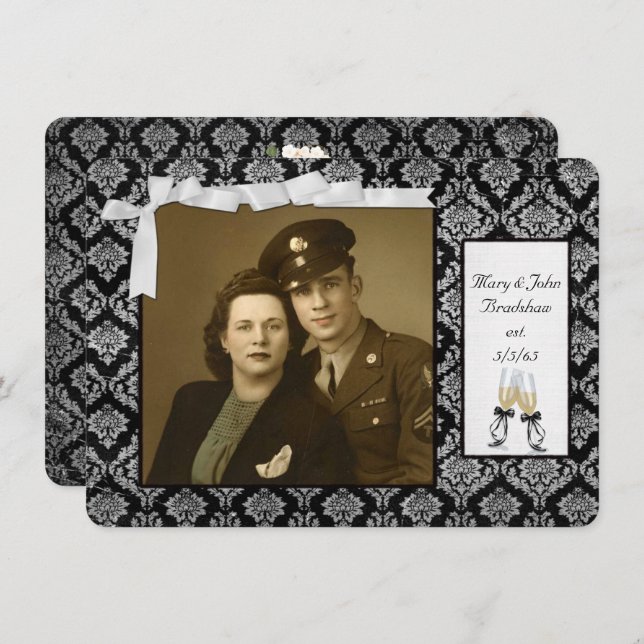 Invitation Renouvellement de Vow mariage à l'anniversaire (Devant / Derrière)