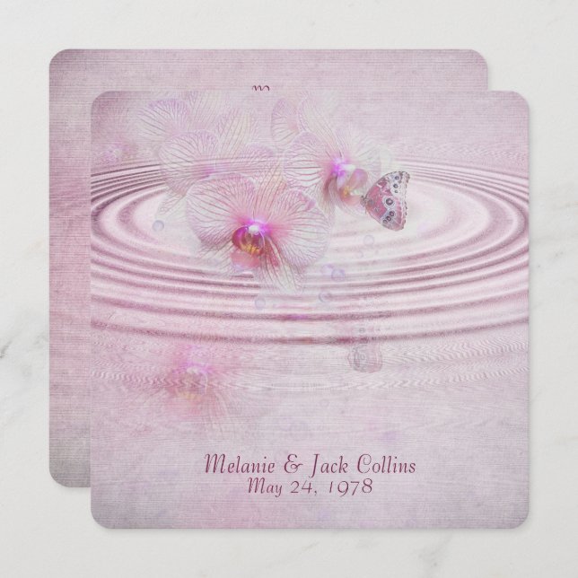 Invitation Renouvellement de Vow Mariage à l'orchidée rose (Devant / Derrière)