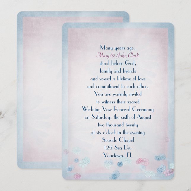 Invitation Renouvellement de vow mariage - bordure de marguer (Devant / Derrière)