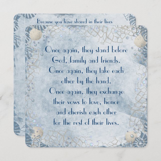 Invitation Renouvellement de Vow Mariage Nautique (Devant / Derrière)