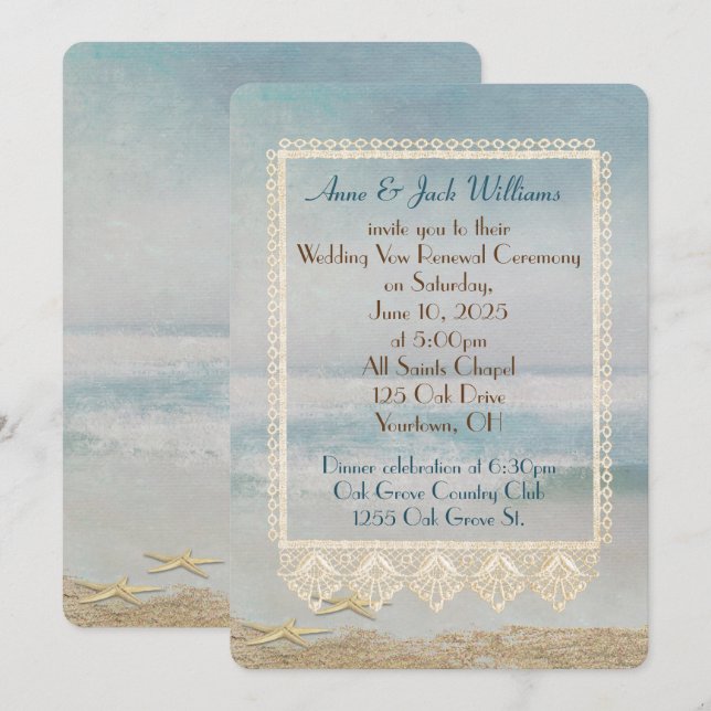 Invitation Renouvellement du voeu mariage conception de bord  (Devant / Derrière)
