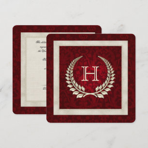 Invitation Renouvellement du voeu mariage de damas rouges et