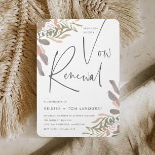 Invitation Renouvellement du Vow Floral Boho Neutre Romantiqu
