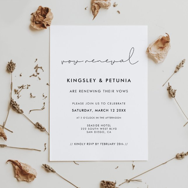 Invitation Renouvellement minimaliste de Vow Mariage manuscri (Minimalist handwritten Wedding Vow renewal Invitation)