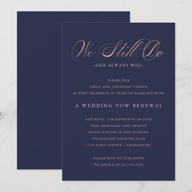 Invitation Renouvellement rose de raffinage de voeu de (Devant / Derrière)