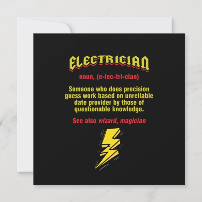 Invitation Réparateur Électricité Tradesman Electric Electric (Devant)