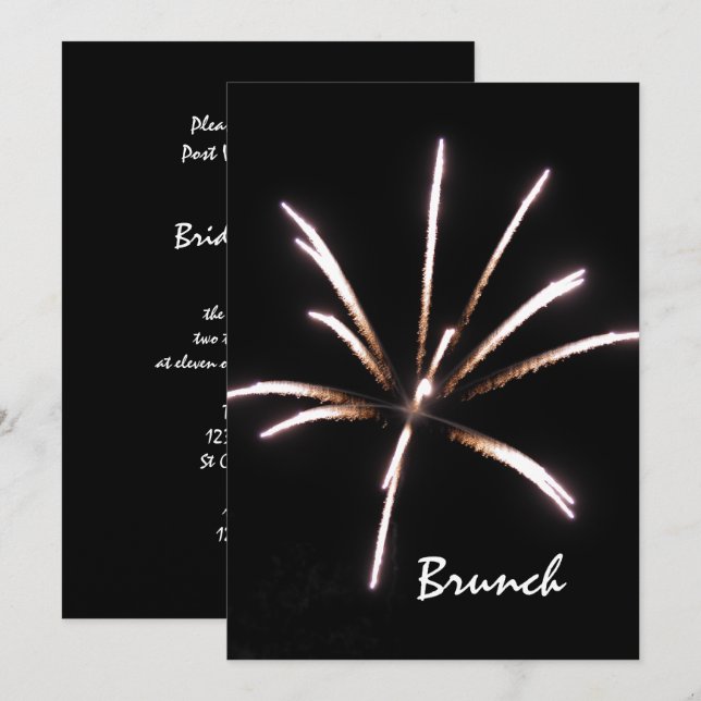 Invitation Repas de Brunch de Mariage Après les Feux d'Artifi (Devant / Derrière)