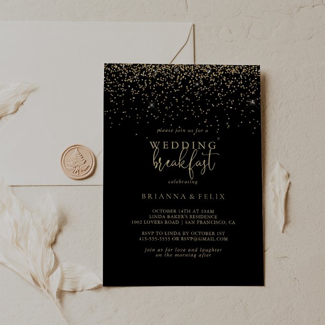 Invitation Repas de mariage en écriture fantaisie avec confet (Créateur téléchargé)