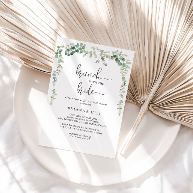 Invitation Repas de midi eucalyptus vert avec la douche de la (Créateur téléchargé)