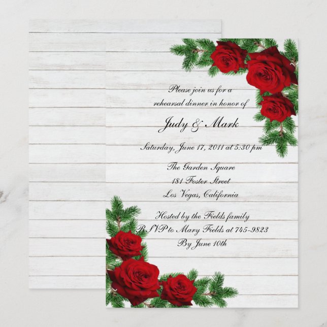 Invitation Repas de Noël de la Branche des Roses rouges et de (Devant / Derrière)