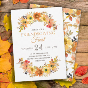 Invitation Repas Élégant de Friendsgiving Rustique