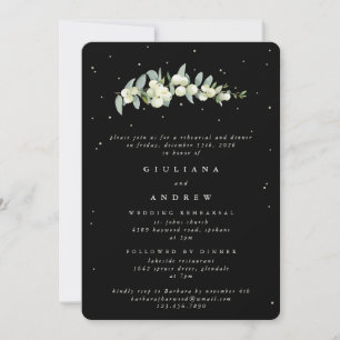 Invitation Répétition de mariage Black Snowberry+Eucalyptus