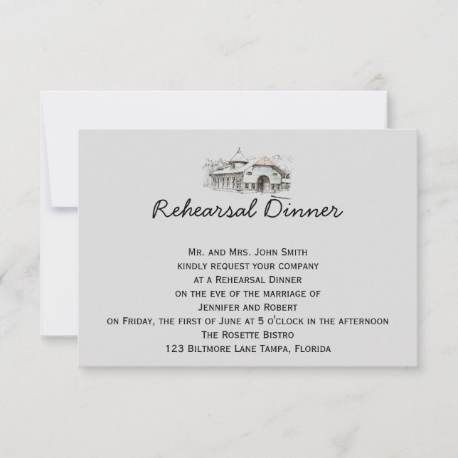 Invitation Répétition de Mariage campagnard de croquis de gra (Devant)