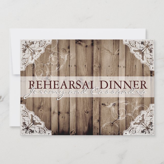 Invitation Répétition de mariage en dentelle blanche antique (Devant)