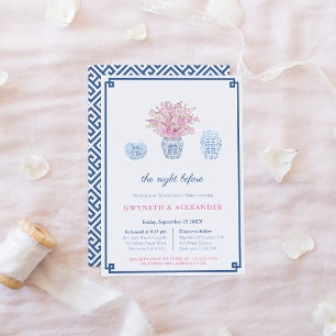 Invitation Répétition de mariage et dîner Navy Blush Chinoise