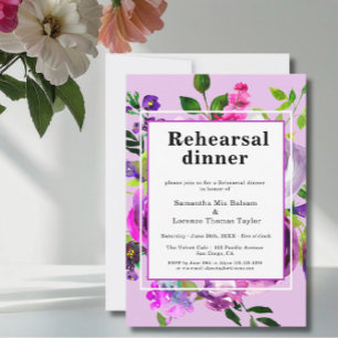 Invitation Répétition de mariage florale violette 