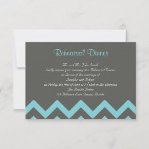 Invitation Répétition des Mariages de Charcoal et Aqua Chevro