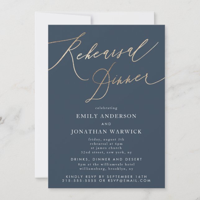 Invitation Répétition des Mariages de la Marine Blue & Gold C (Devant)