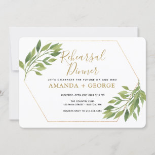 Invitation répétition Dîner élégance verdure et or
