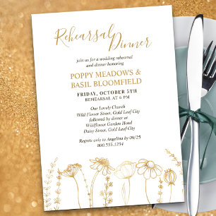 Invitation Répétition du Mariage Fleur sauvage d'or