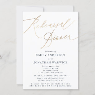 Invitation Répétition du Mariage Gold & Navy Blue Calligraphy