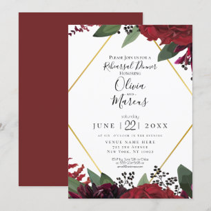 Invitation RÉPÉTITION Élégant Marsala Floral Bourgogne Ric