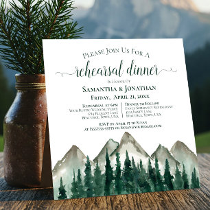 Invitation Répétition et dîner de mariage Rustique Montagne &