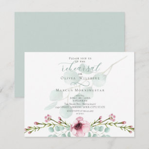Invitation Répétition   Fleurs de printemps fraîches et feuil