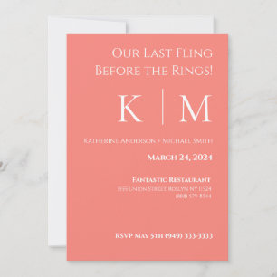 Invitation Répétition mariage - Corail rose et blanc