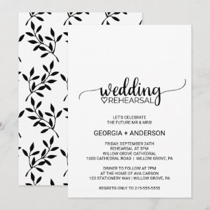 Invitation Répétition Mariage de calligraphie noire simple