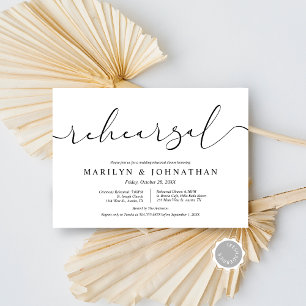 Invitation Répétition mariage et dîner, minimaliste moderne