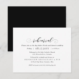 Invitation Répétition mariage et dîner simple et élégant
