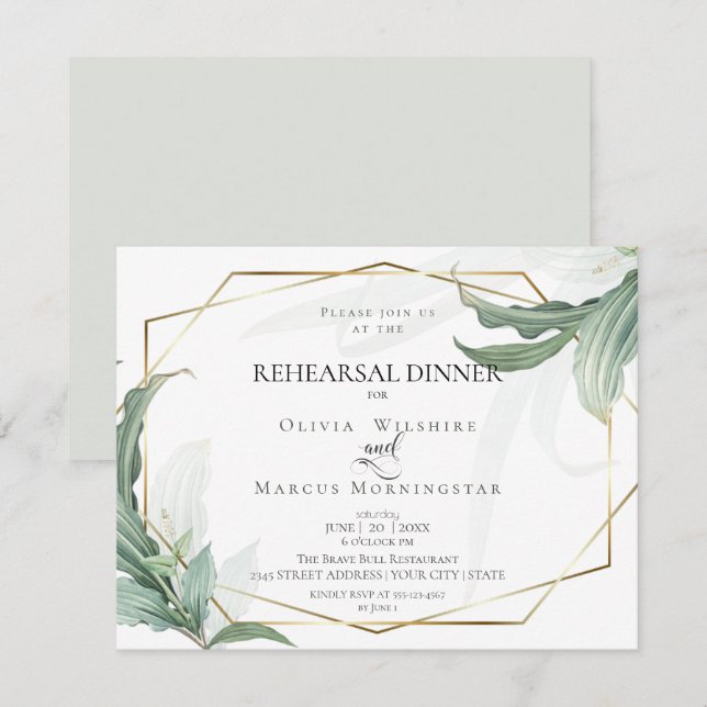 Invitation Répétition mariage | Feuilles tropicaux modernes e (Devant / Derrière)