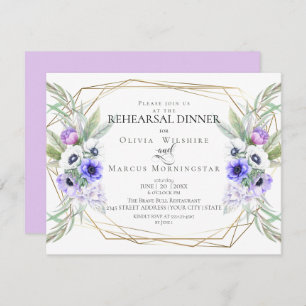 Invitation Répétition mariage   Floral d'anémone violet