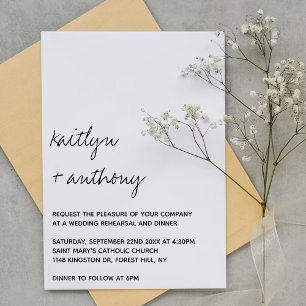 Invitation Répétition minimaliste du Mariage de script modern
