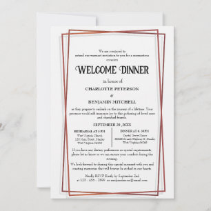 Invitation Répétition Rose géométrique Gold Frame Dîner de bi