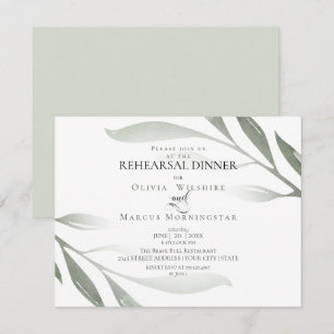 Invitation Répétition   Sage Vert Olive Branche Aquarelle