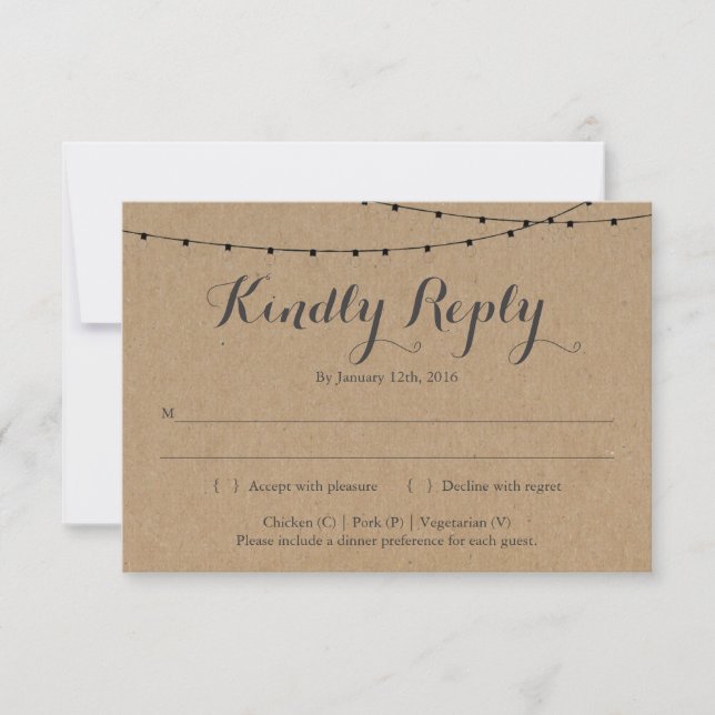 Invitation Reply Card Insert | Rustic Kraft (Front)