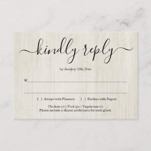 Invitation Reply Card Insert - Rustic Wood