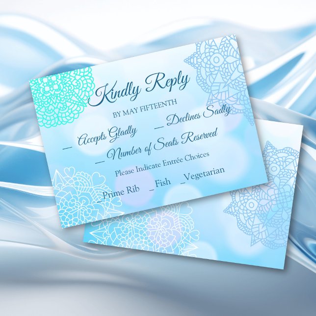 Invitation Répondre SVP Mariage Mandala Bleu Sarcelle Blanc (Créateur téléchargé)