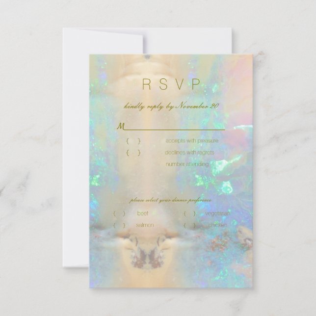 Invitation Réponse au mariage avec pierre précieuse d'opale (Devant)