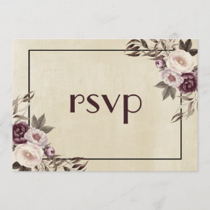 Invitation Réponse au mariage Deep Purple Peonies