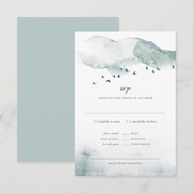 Invitation Réponse au Mariage Winter Mystère + REPAS (Devant / Derrière)
