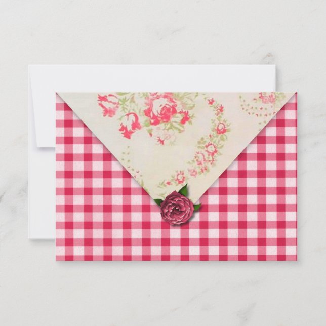 Invitation Réponse Chic Rose pour Réception de Mariage (Devant)