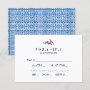 Invitation Réponse de mariage à clé bleue méditerranéenne RSV