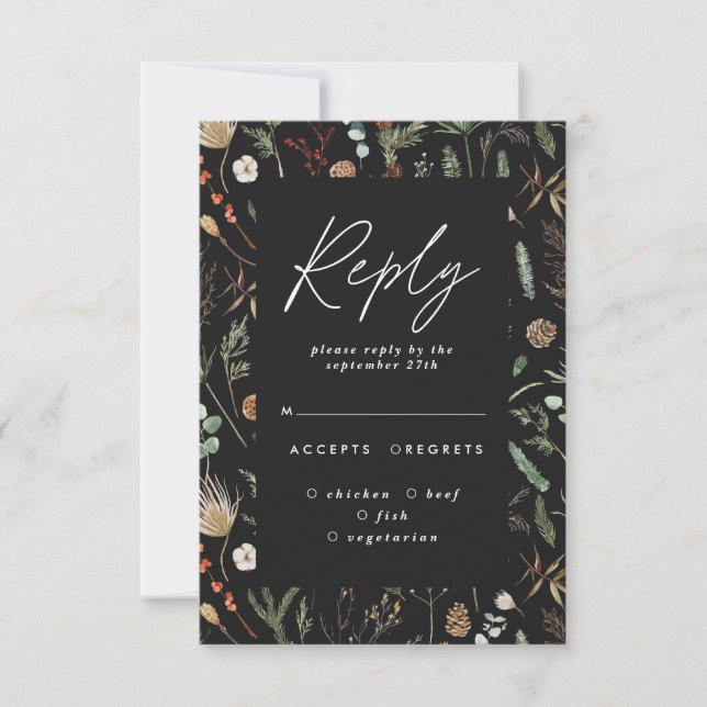 Invitation Réponse de mariage à l'élégante botanique florale  (Devant)